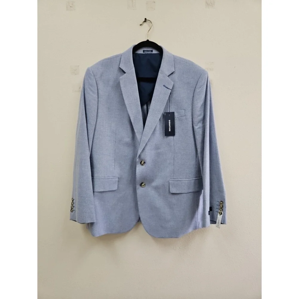 STAFFORD "Signature" Classic Fit Basketweave Sport Coat Blue 46  $140 NWT